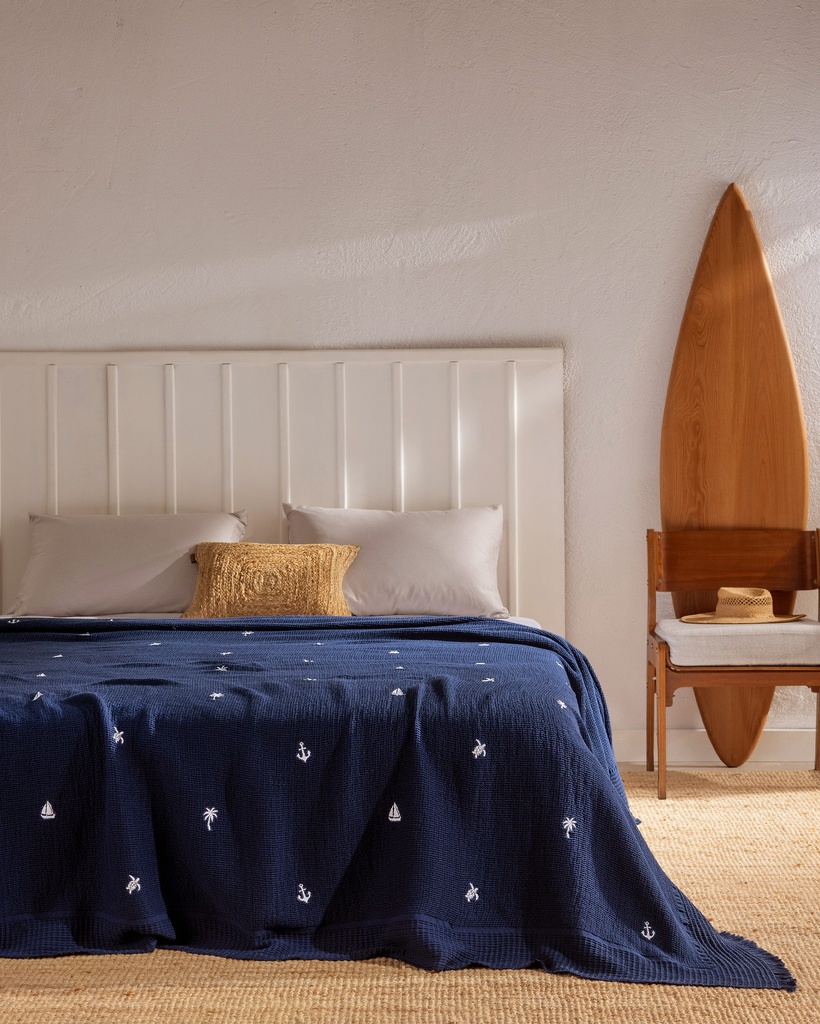 [8684427210420] Bedspread Riva, Double (navy)
