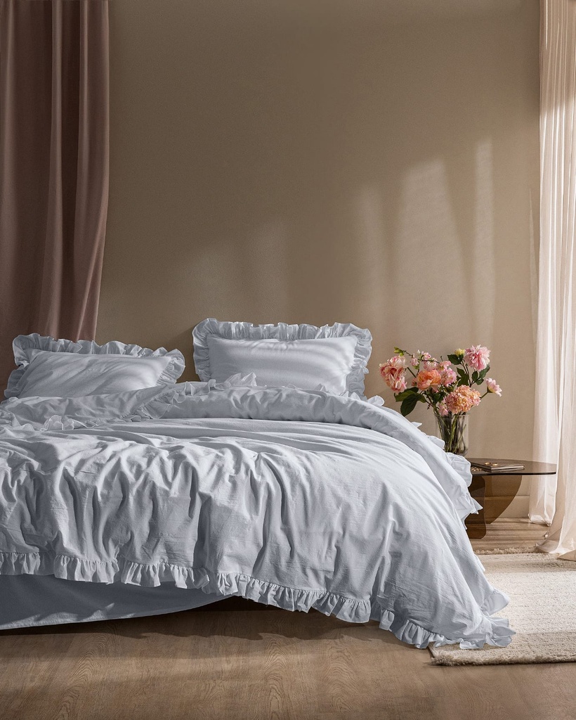 [8684427302316] Choyshab to'plami Obernai, King Size, 100% paxta, jabolu, bir rangli, yuvilgan, choyshabli (ko'k (bir kishilik))