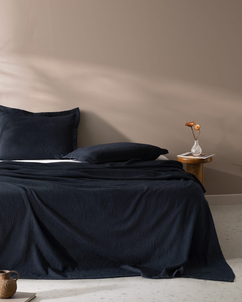 [8684427017296] Bedspread Esther, Single, 100% Cotton (navy)
