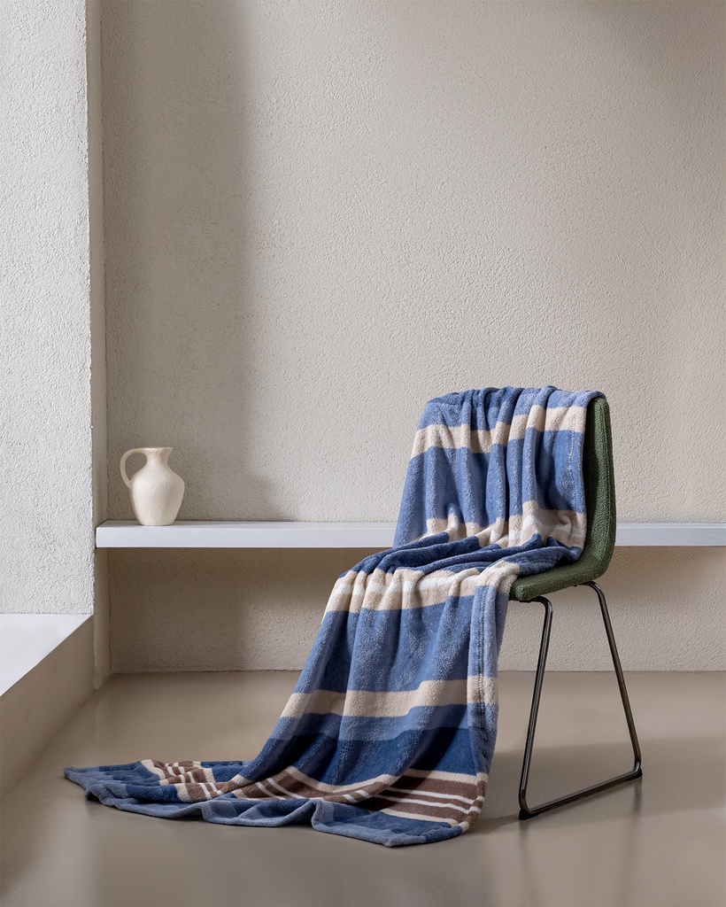 [8684427292327] Sofa Throw Mozel, Welsoft, Printed (blue/beige)