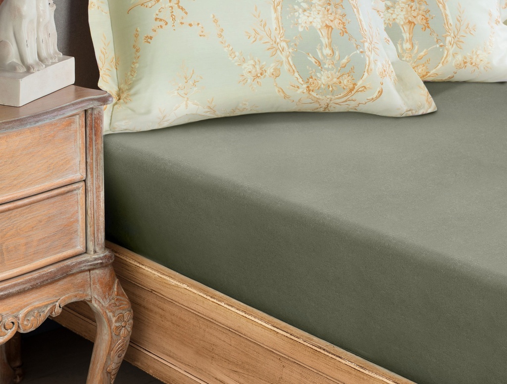 [8682116812894] Fitted Sheet Eloise, Double, 100% Cotton, Ranforce, Elasticated (khaki (Double))