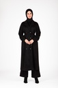 Button Detailed Belted Trençkot-Ferace 9463